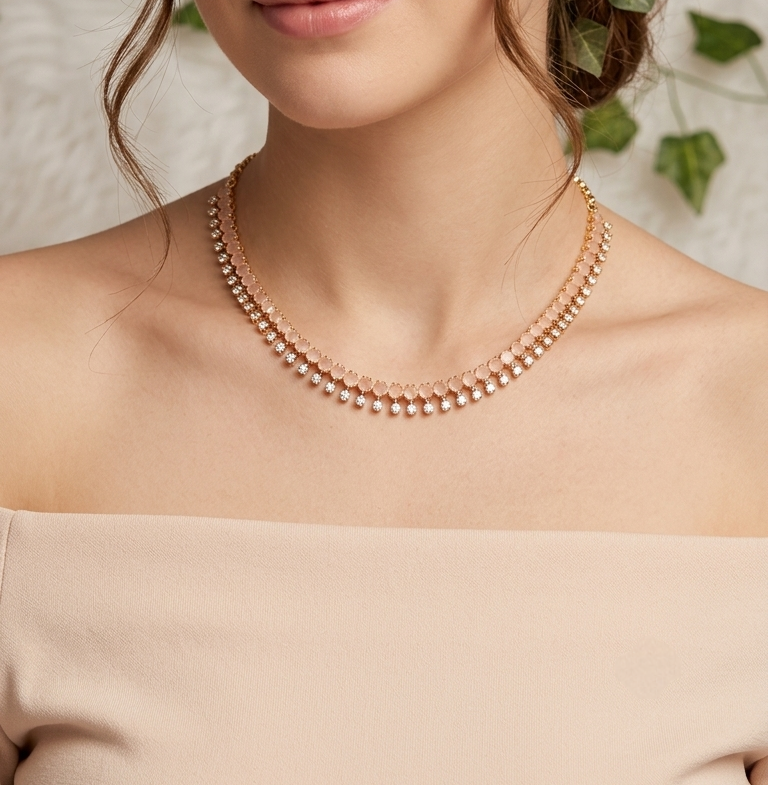 Aura Peach Blossom 24k Gold Plated Necklace Set