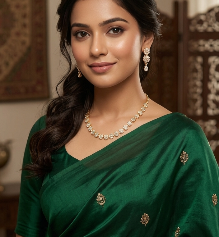 24K Gold Plated "Eternal Bloom" Floral Necklace & Drop Earring Set