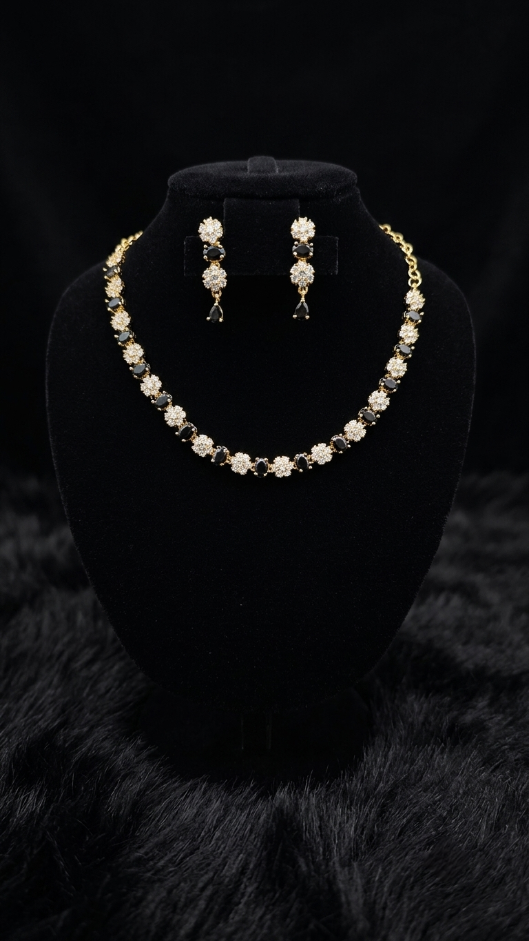 Emerald Virtue 24K Gold Plated Necklace & Earring Set
