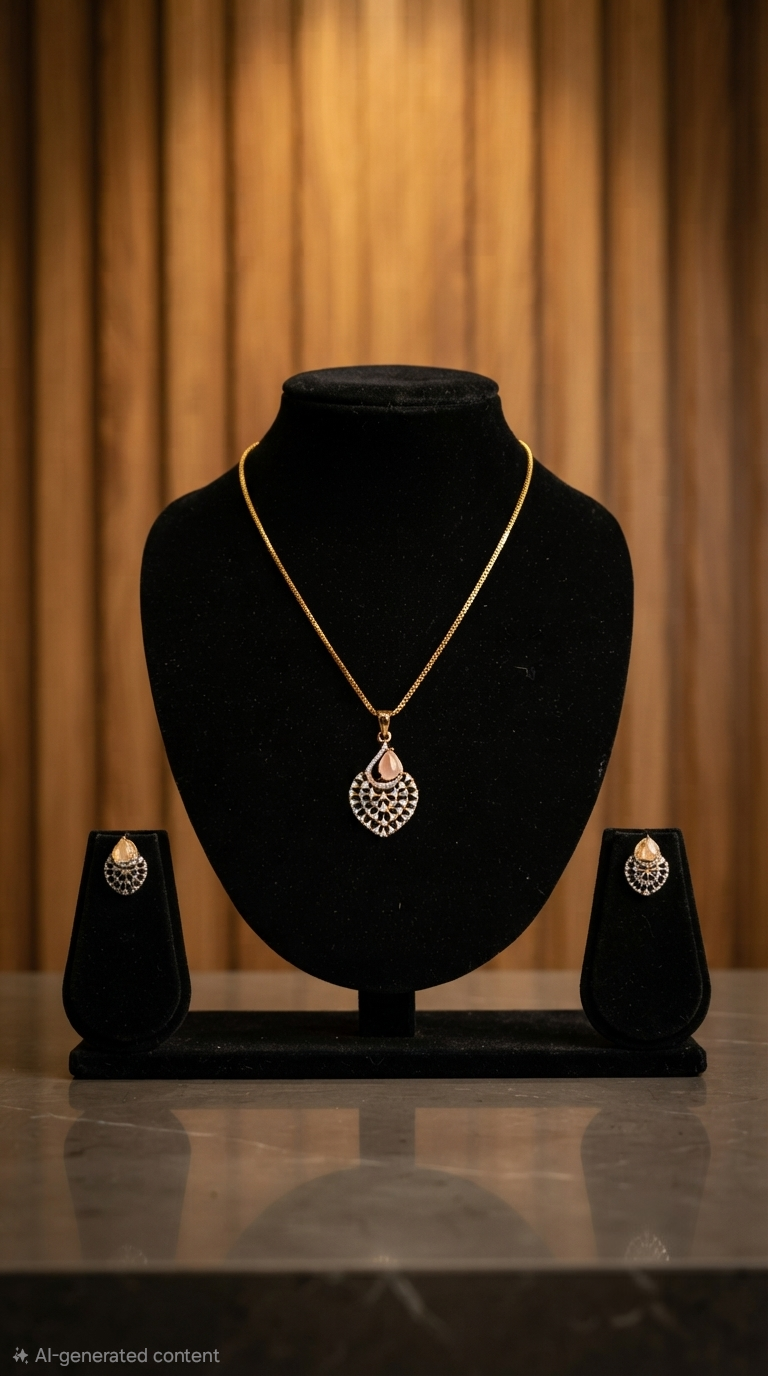 Luminous Teardrop Diamond Replica & 24k Gold-Plated Necklace Set