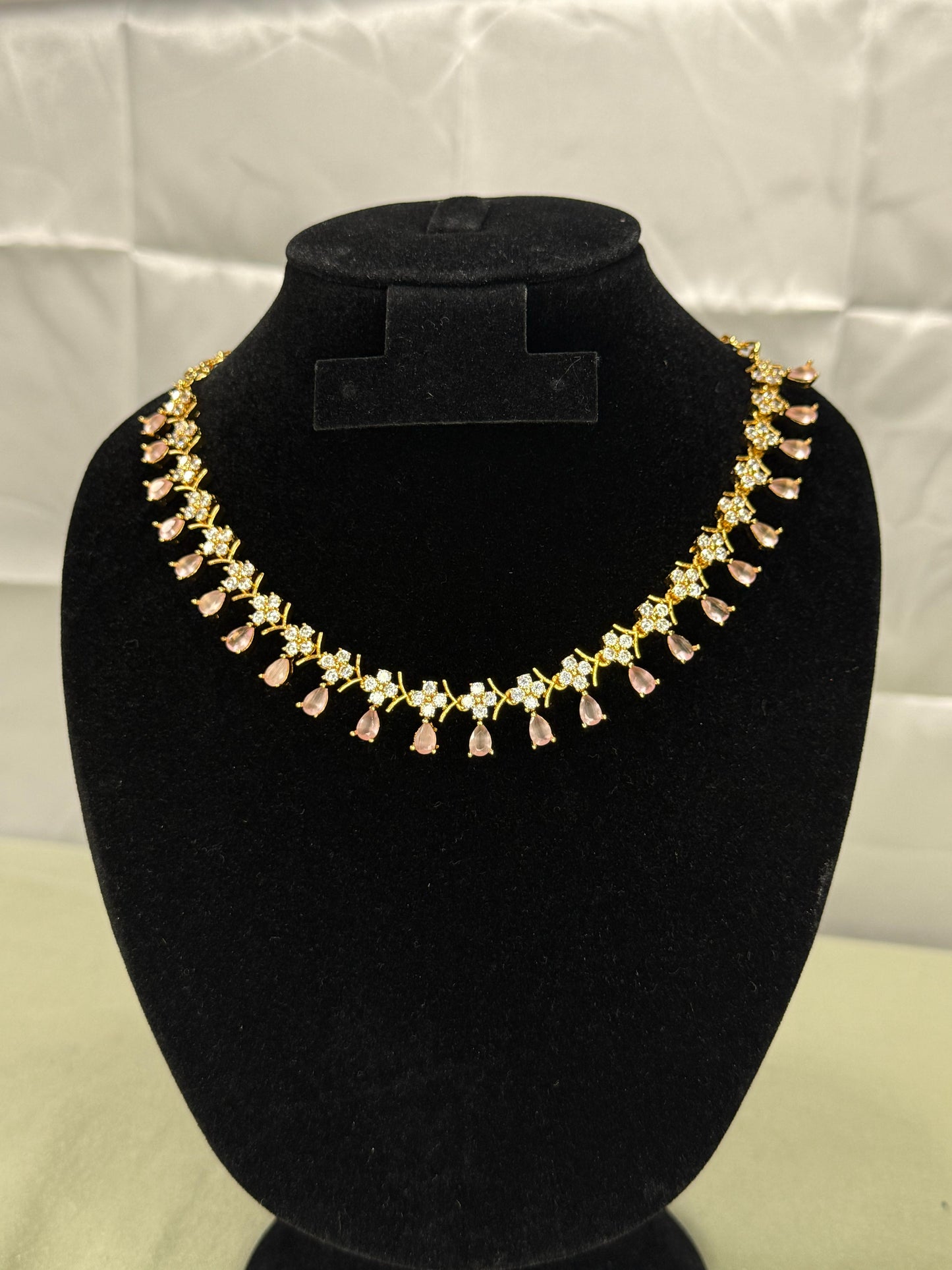 Blush Radiance Floral Drop Necklace Set