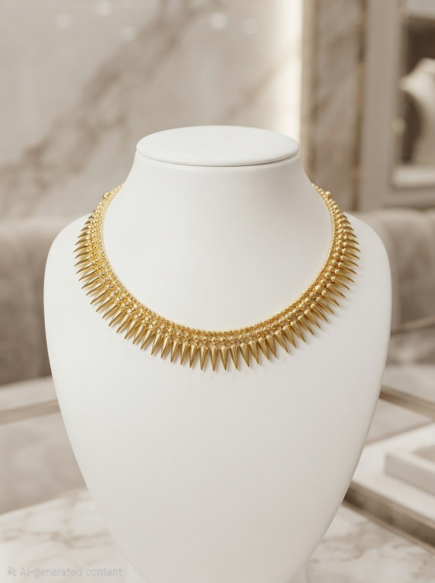 Exquisite 24K Gold-Plated Spike Statement Necklace | Onam Special Collection