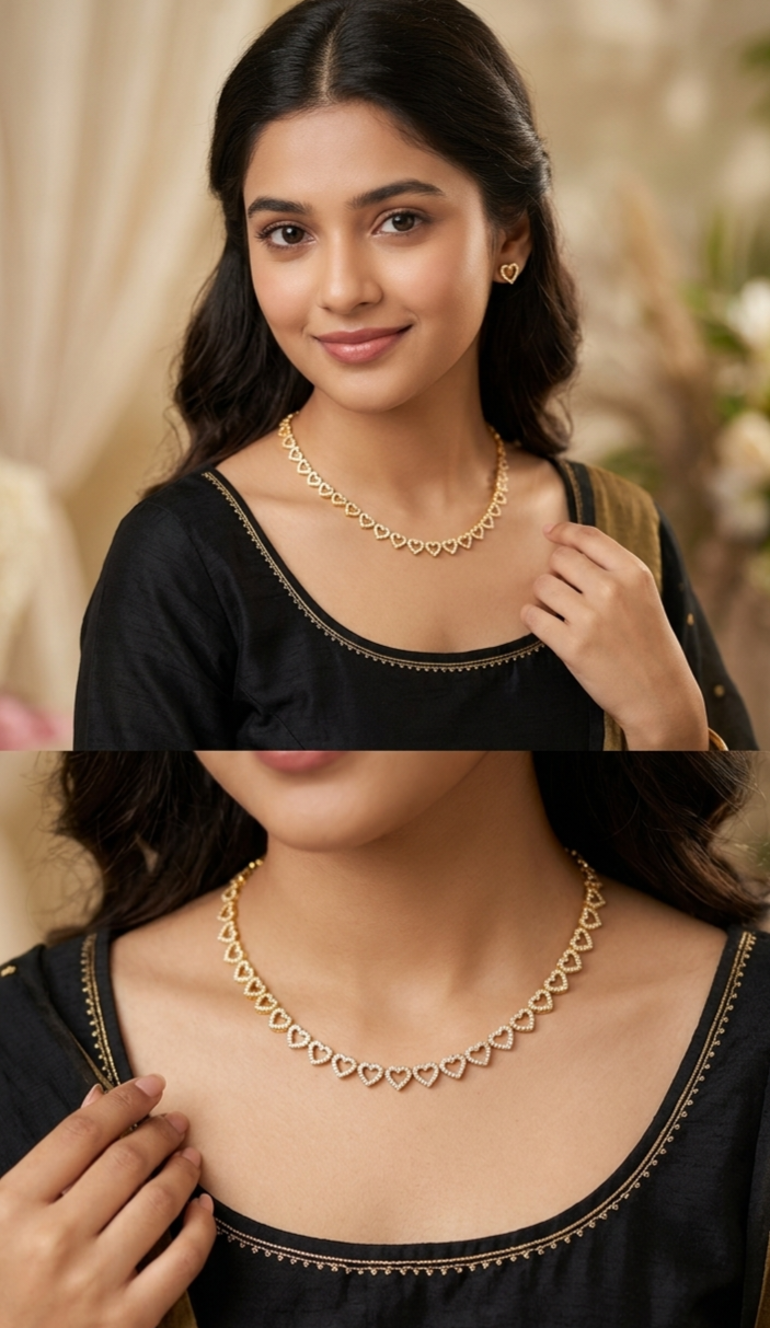 Elegant 24K Gold-Plated Open Heart Jewelry Set