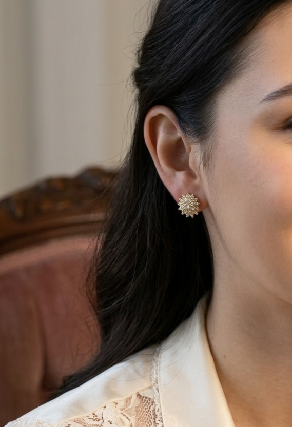 24k Gold Plated Sunburst Stud Earrings