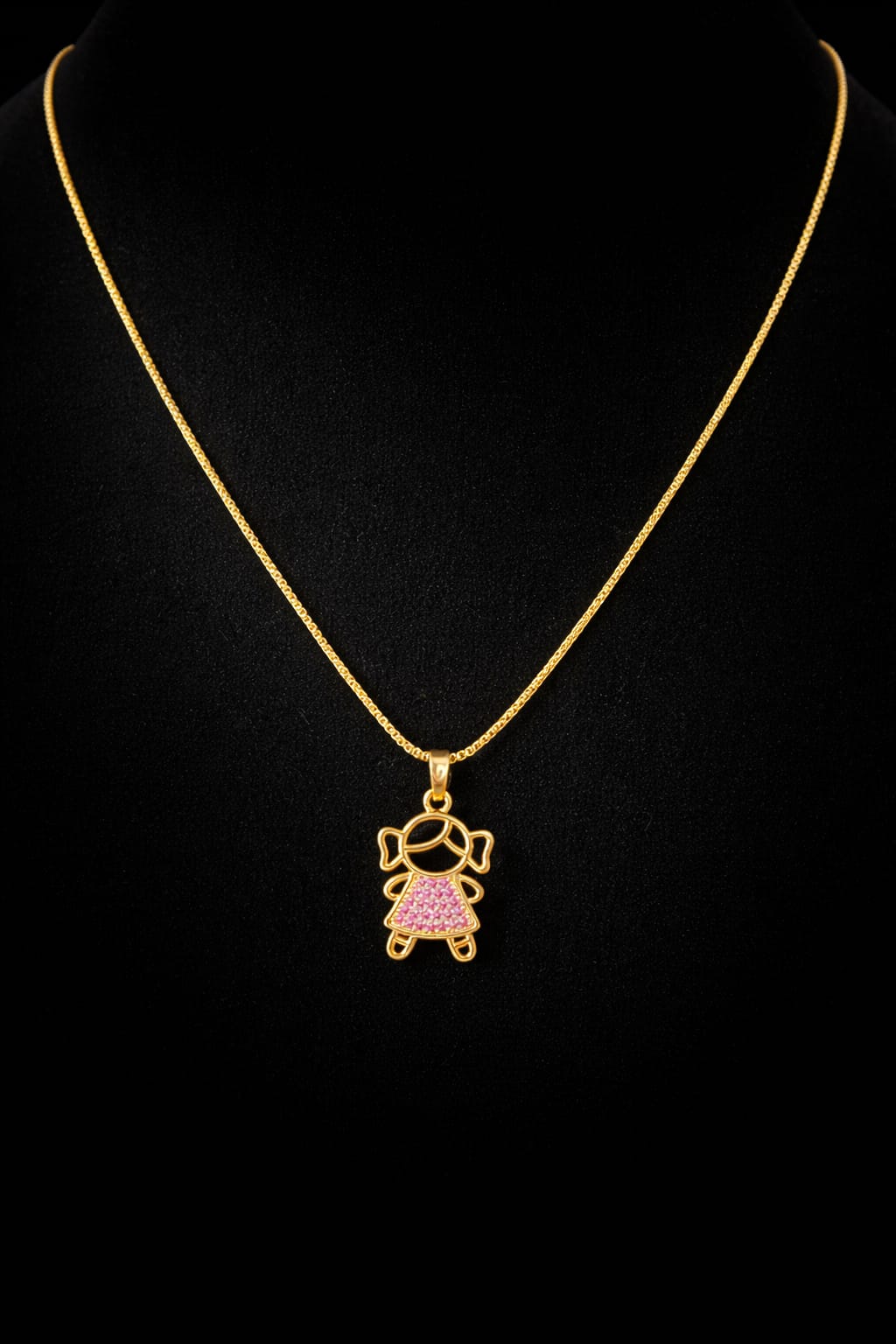 Adorable Little Girl Pendant Necklace – 24K Gold Plated