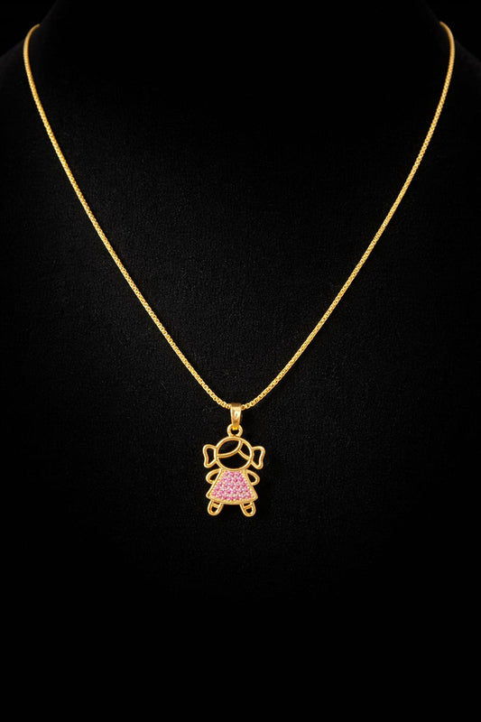 Adorable Little Girl Pendant Necklace – 24K Gold Plated