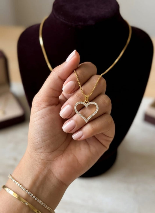 Elegant 24K Gold-Plated Open Heart Love Pendant