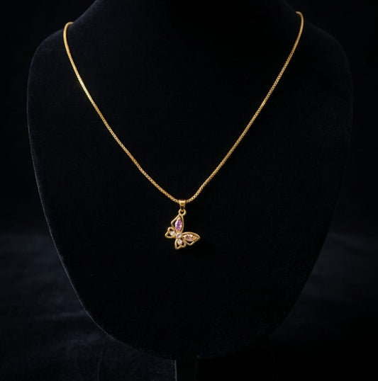 Graceful Butterfly Crystal Pendant – 24K Gold Plated Elegance