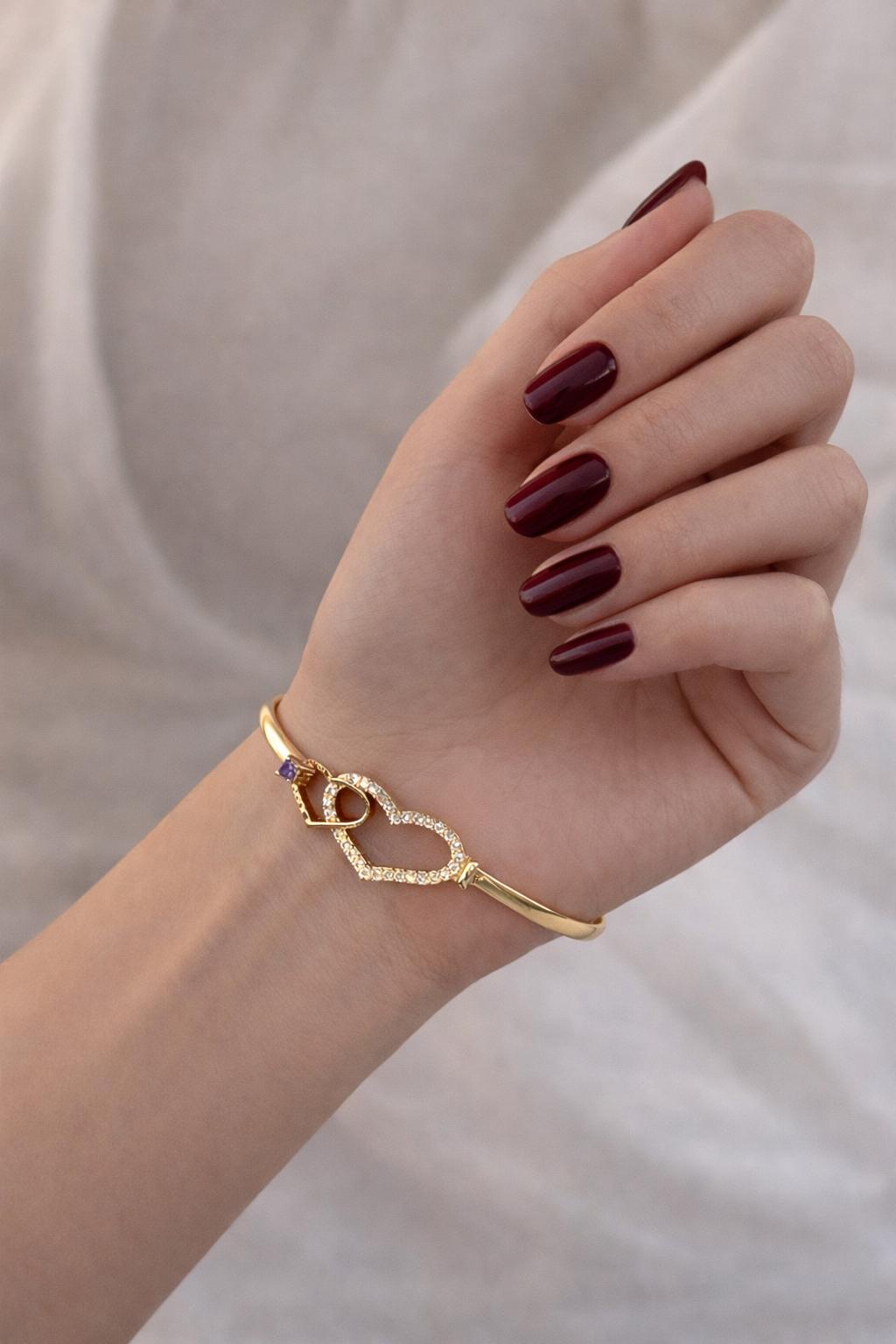Timeless Double Heart 24K Gold Plated Adjustable Bracelet