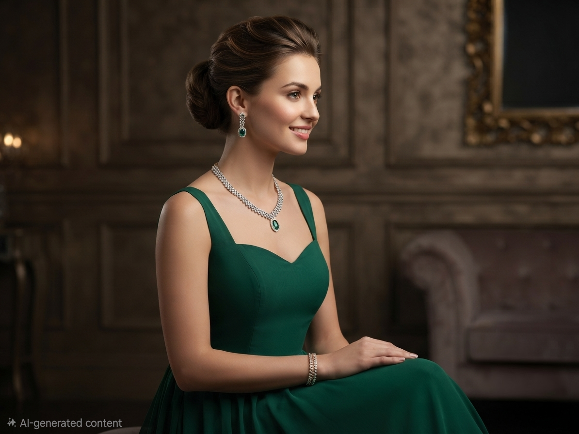 Radiant Green and Red Emerald & Diamond Replica Necklace Set