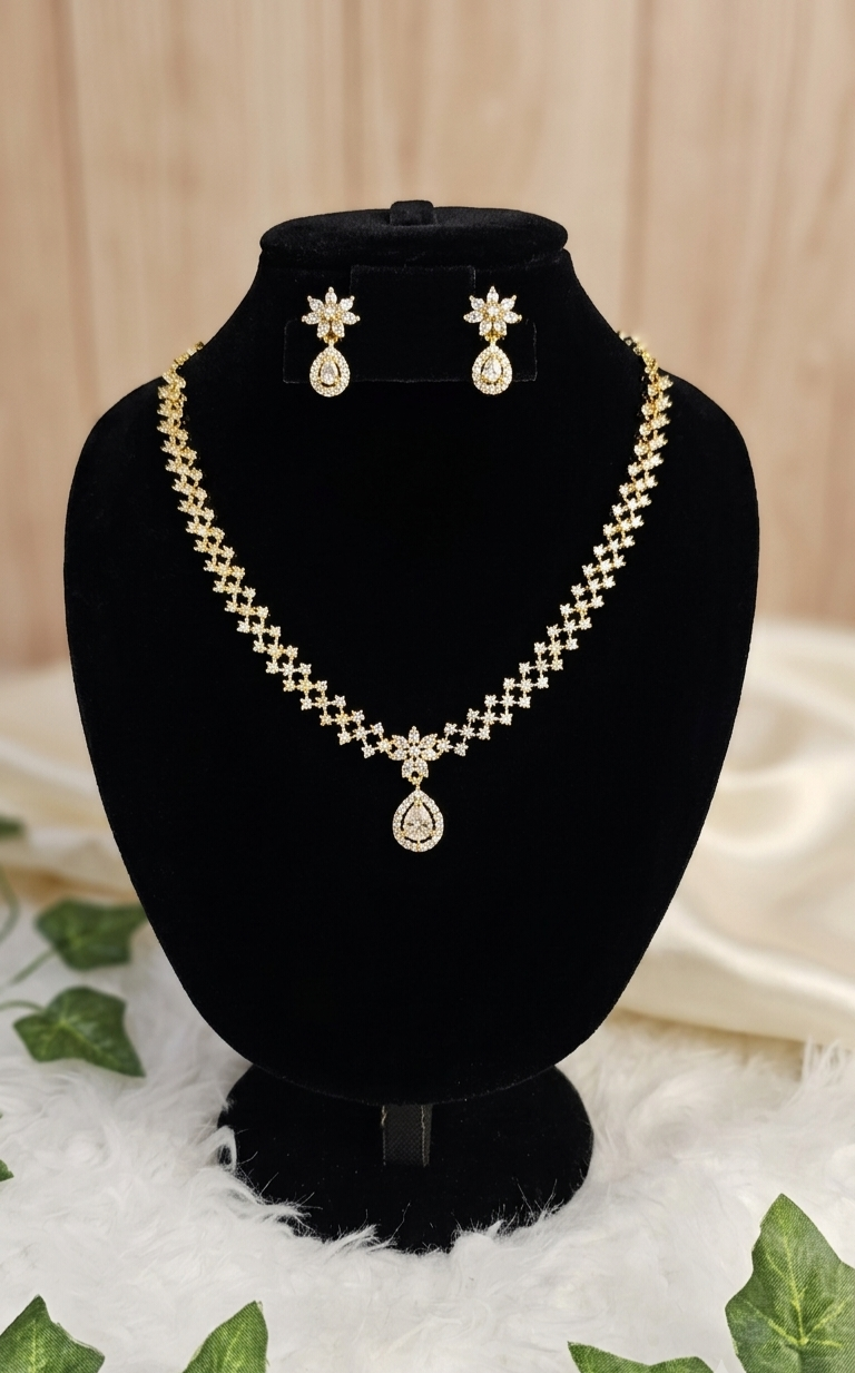 Aura of Royalty – 24K Gold Plated Ruby & Diamond Flora Jewelry Set
