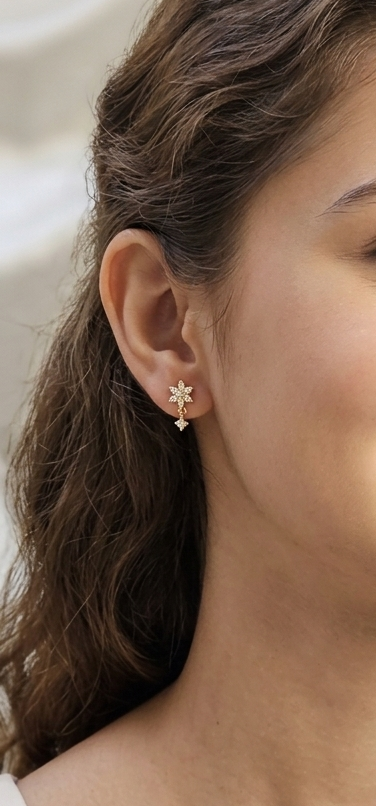 24k Gold plated  Floral Drop Studs