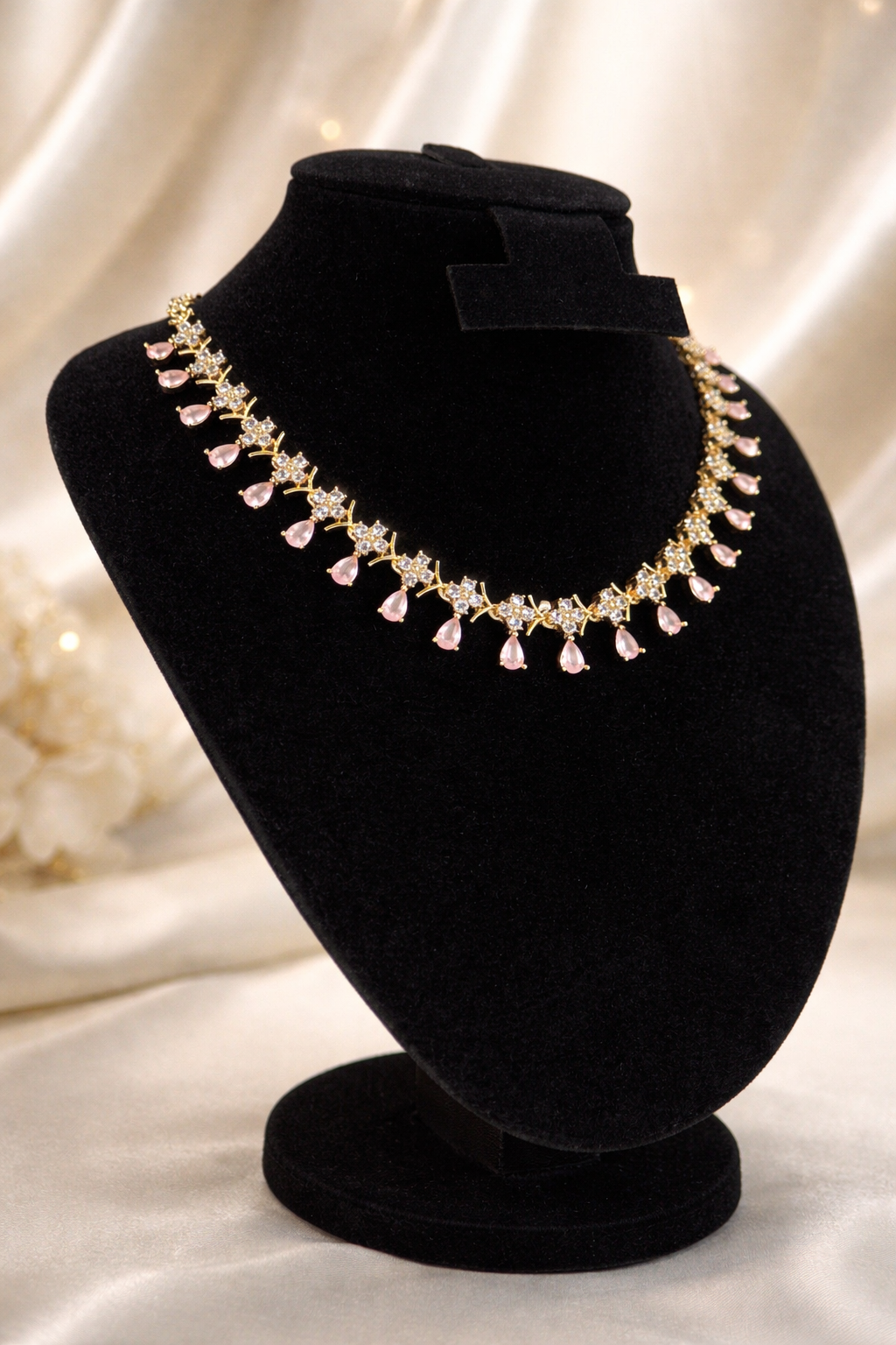 Blush Radiance Floral Drop Necklace Set