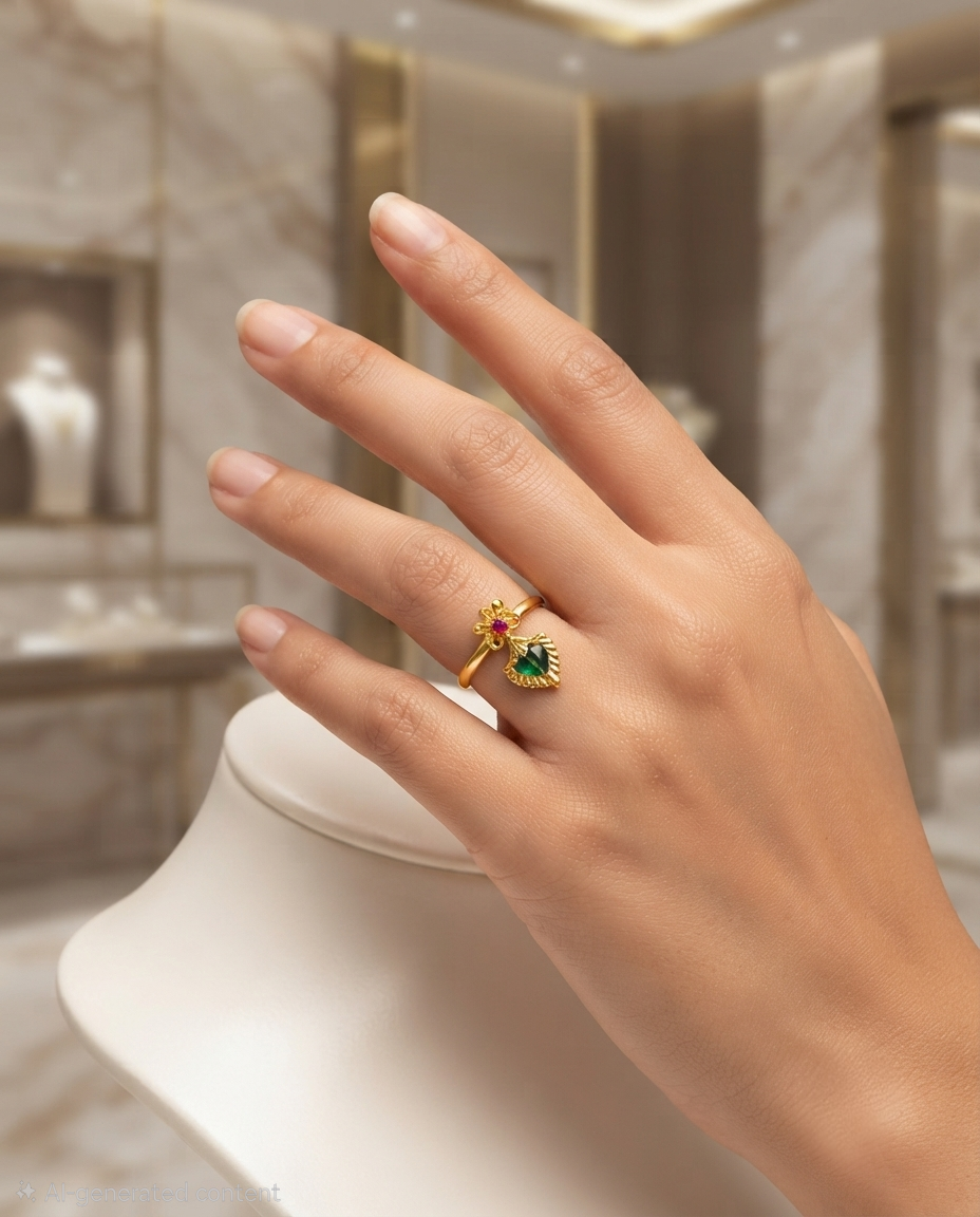 Luminous Floral Gemstone Ring | 24K Gold Plated Finger Ring