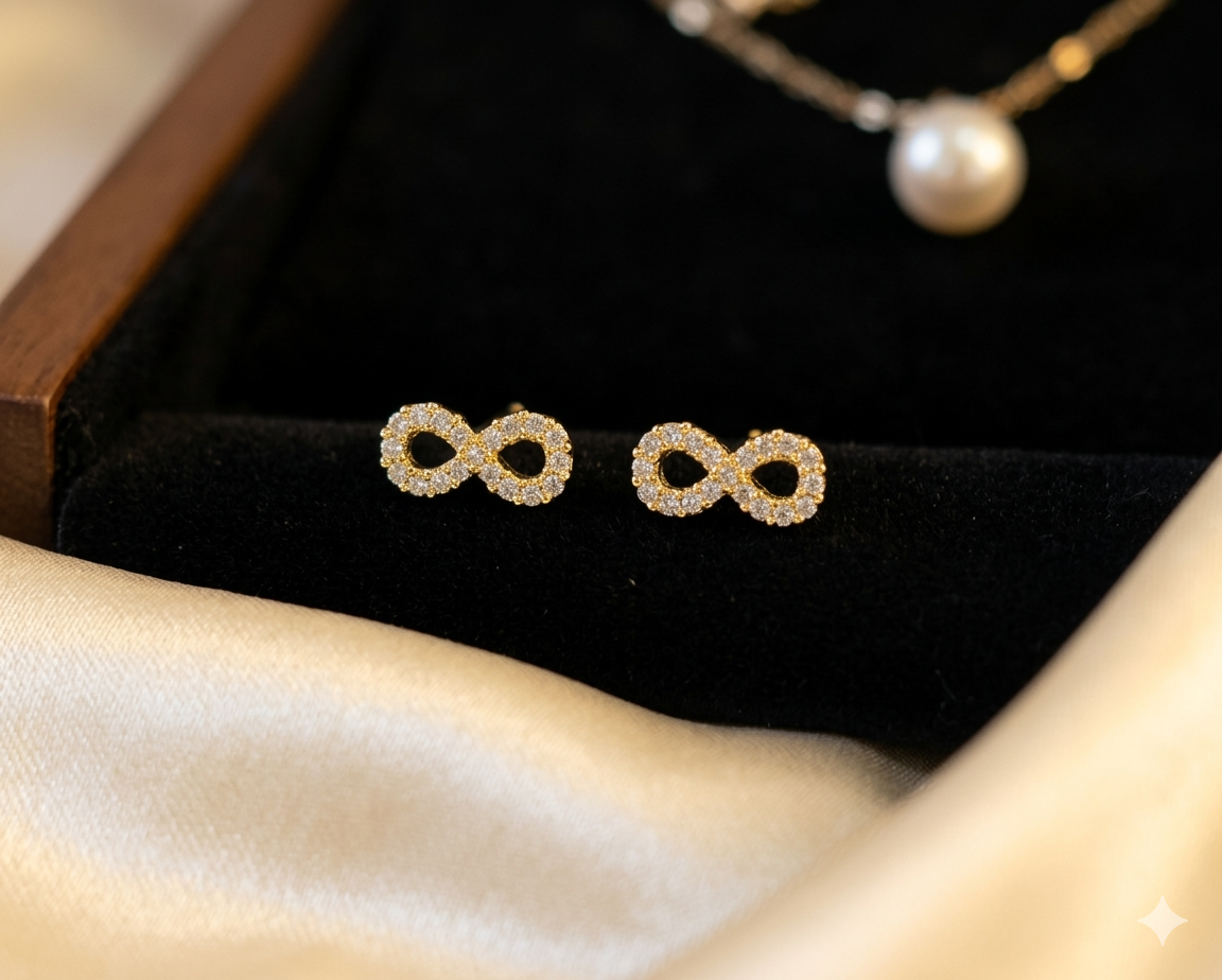 24K Gold Plated Infinity Stud Earrings