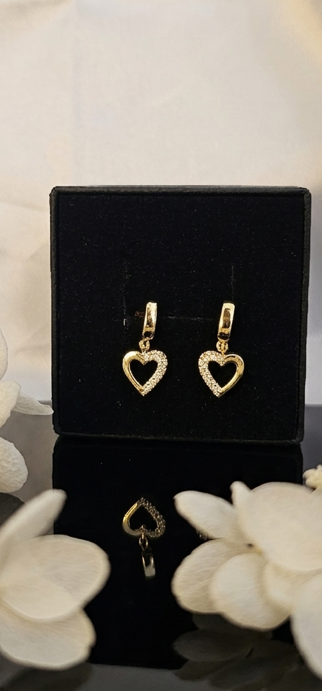 Eternal Heart Pavé Drop Earrings | 24k Gold Plated
