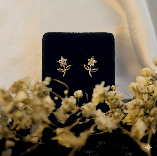 Enchanting Floral 24k Gold Plated Stud Earrings