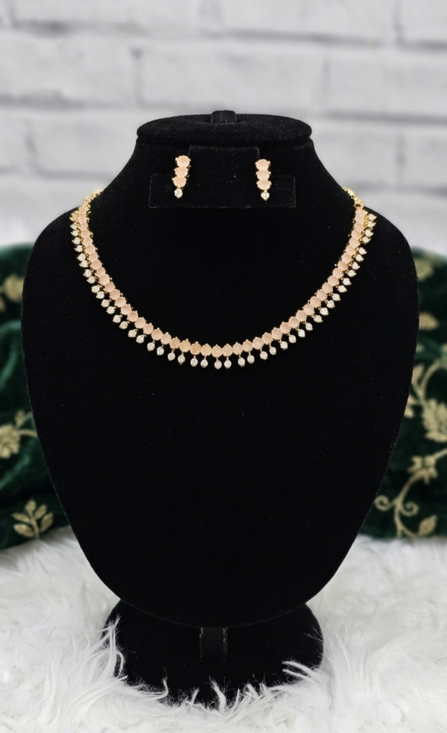 Aura Peach Blossom 24k Gold Plated Necklace Set