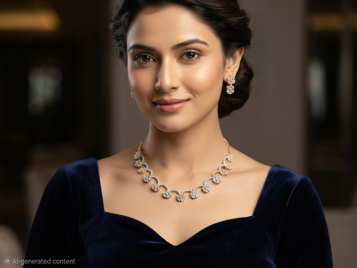 Elegance Radiant Diamond Replica Necklace and Earrings Set