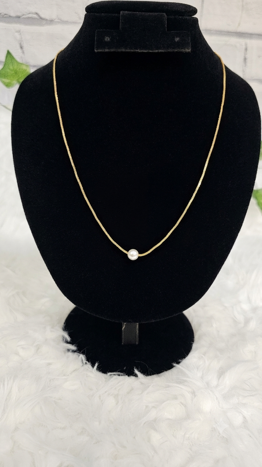 24K Gold Plated Floating Pearl Pendant Necklace