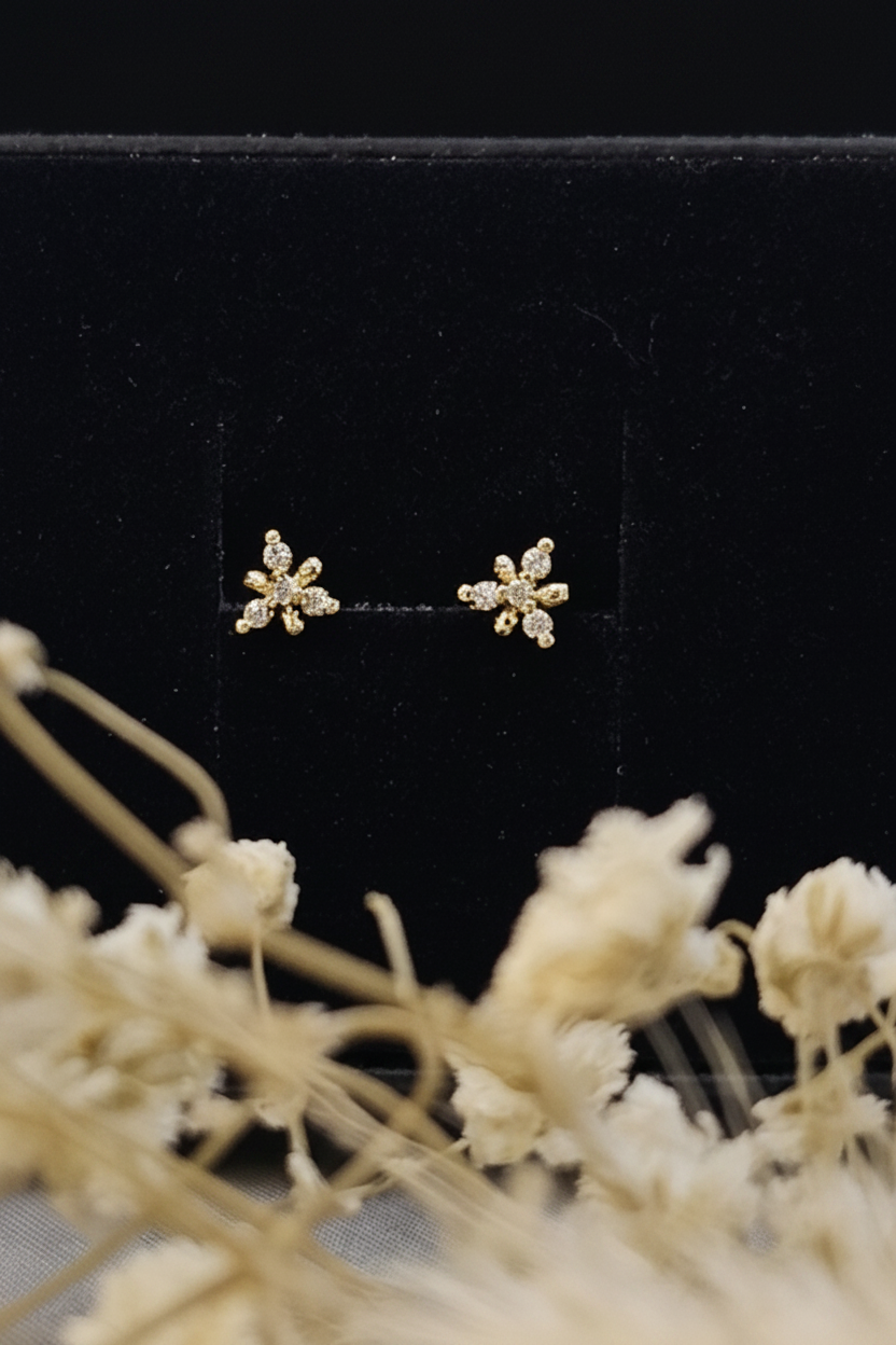 24k Gold Plated Petit Bloom Studs – Minimalist Floral Second Studs