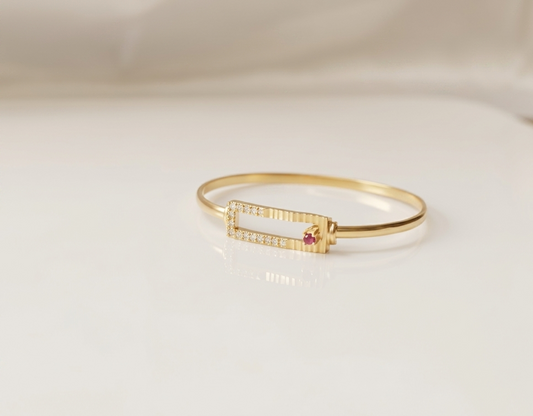 24k Gold Plated Adjustable Kids' Bangle with Crystal Accents (2-5 yrs)