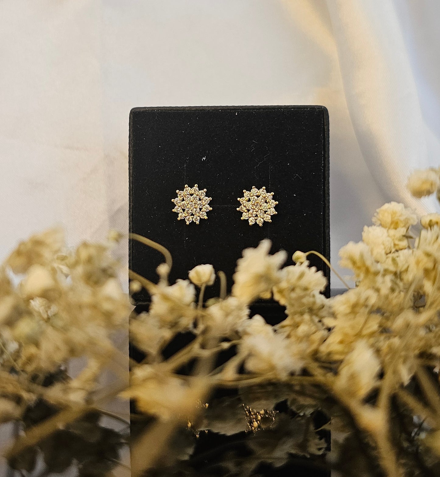 24k Gold Plated Radiant Floral Stud Earrings