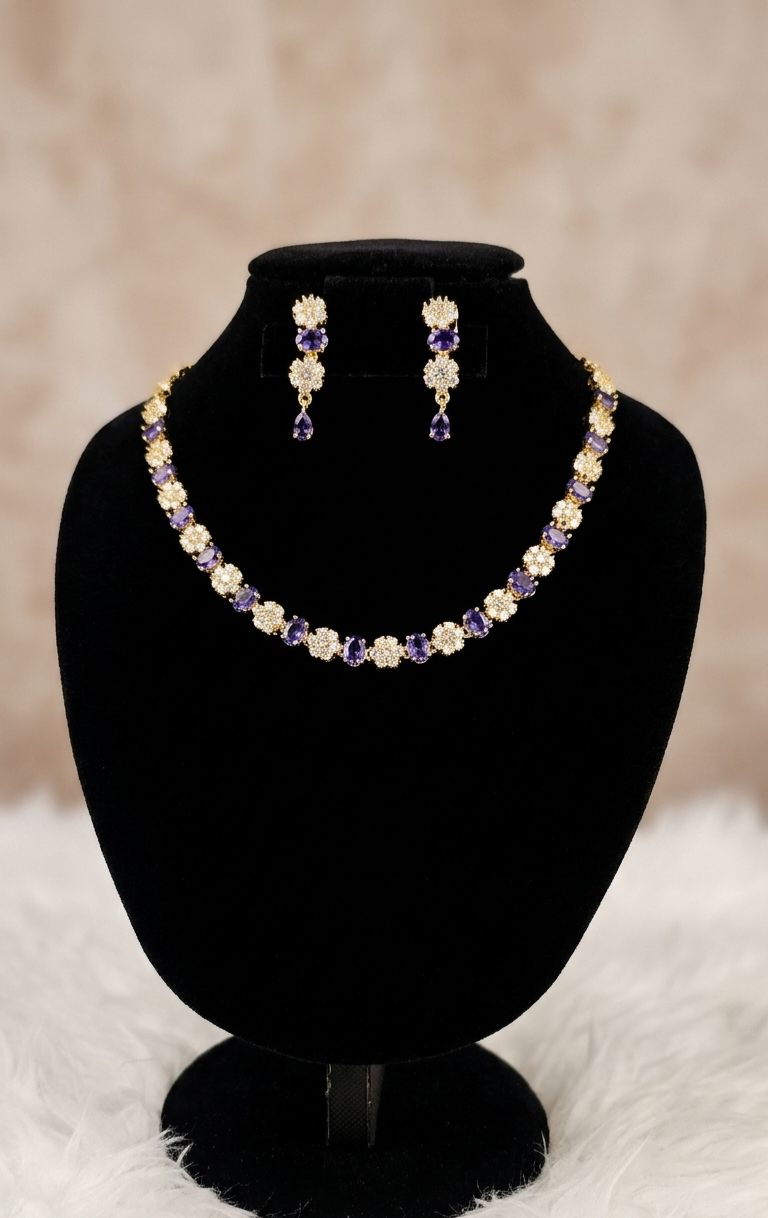 Emerald Virtue 24K Gold Plated Necklace & Earring Set