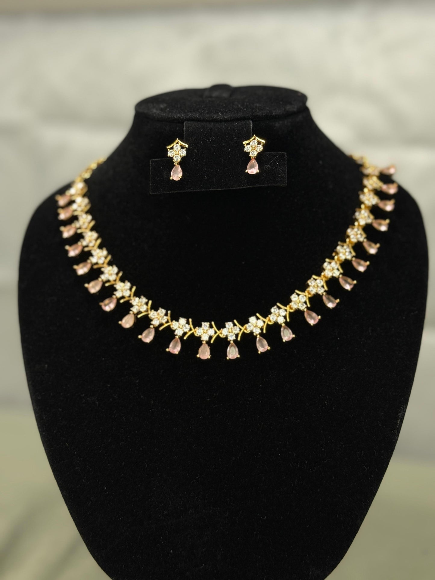 Blush Radiance Floral Drop Necklace Set