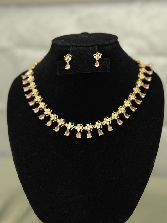 Blush Radiance Floral Drop Necklace Set