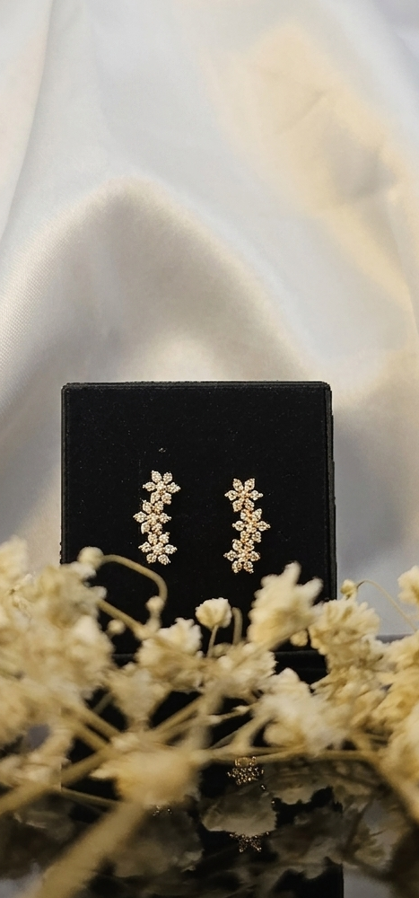 24k Gold Plated Floral Ear Climbers | Delicate Second Stud Earrings