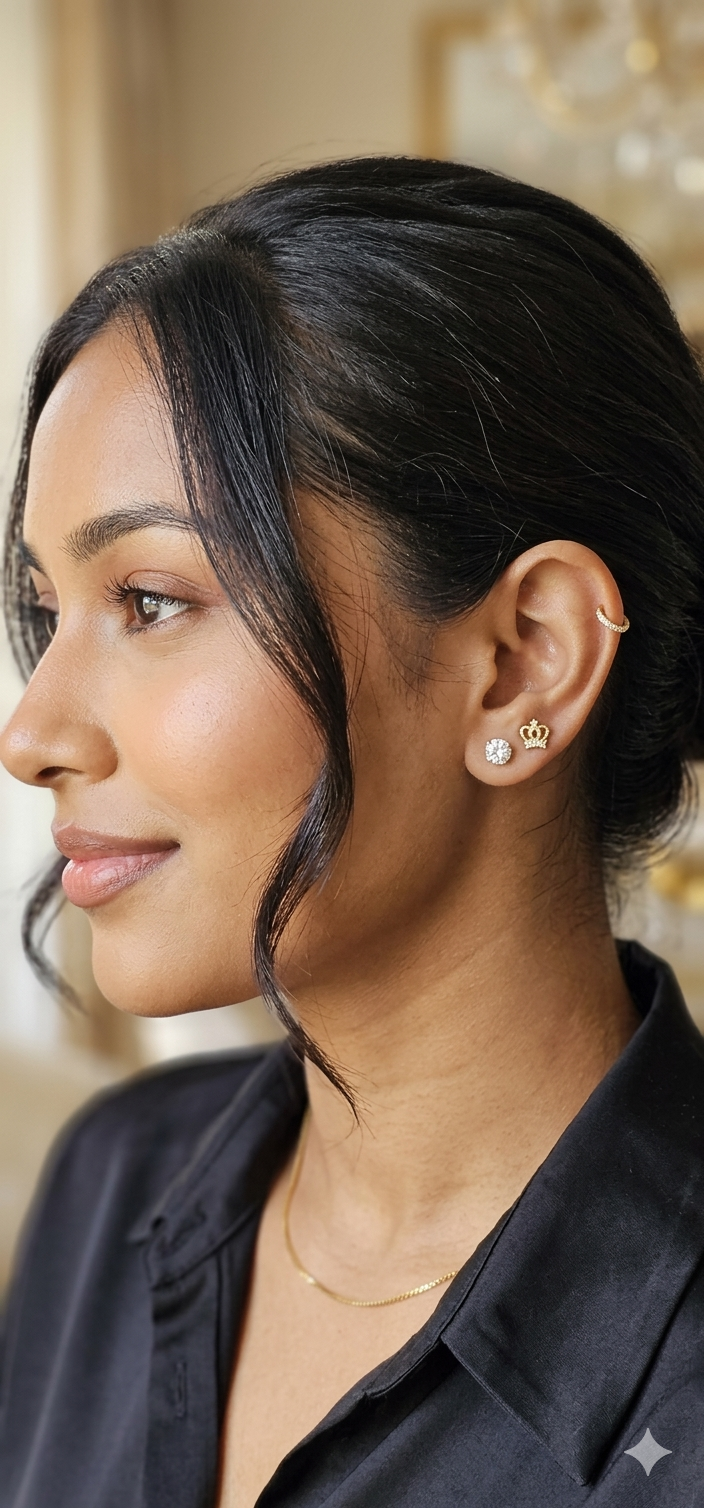 24k Gold Plated Mini Crown Stud Earrings