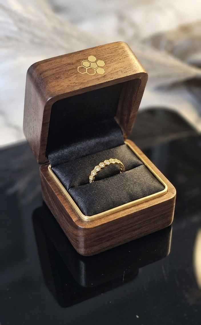 Hexa-Glitz Stackable Ring | 24k Gold Vermeil Finish