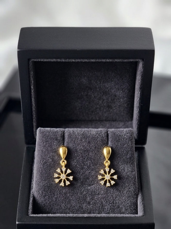 Celestial Radiance: 24k Gold Plated Starburst Drop Earrings