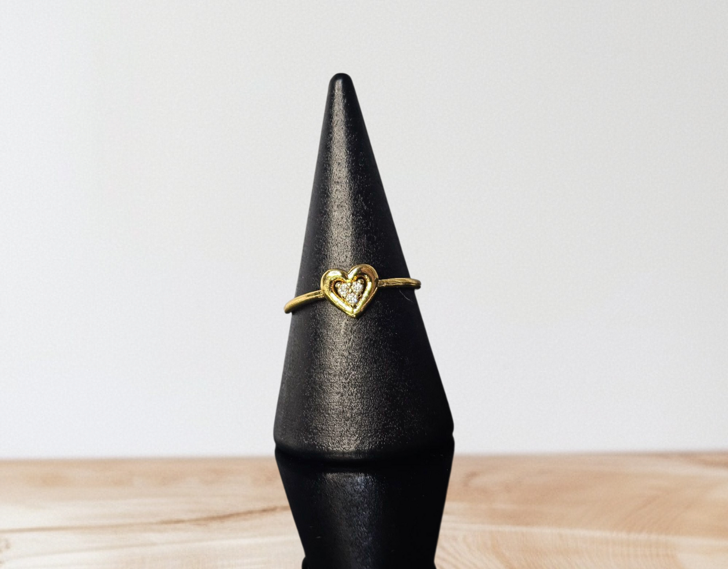 24K Gold Plated Heart Charm Ring