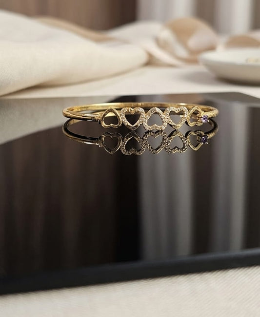 24k Gold-Plated Eternal Heart Adjustable Bangle