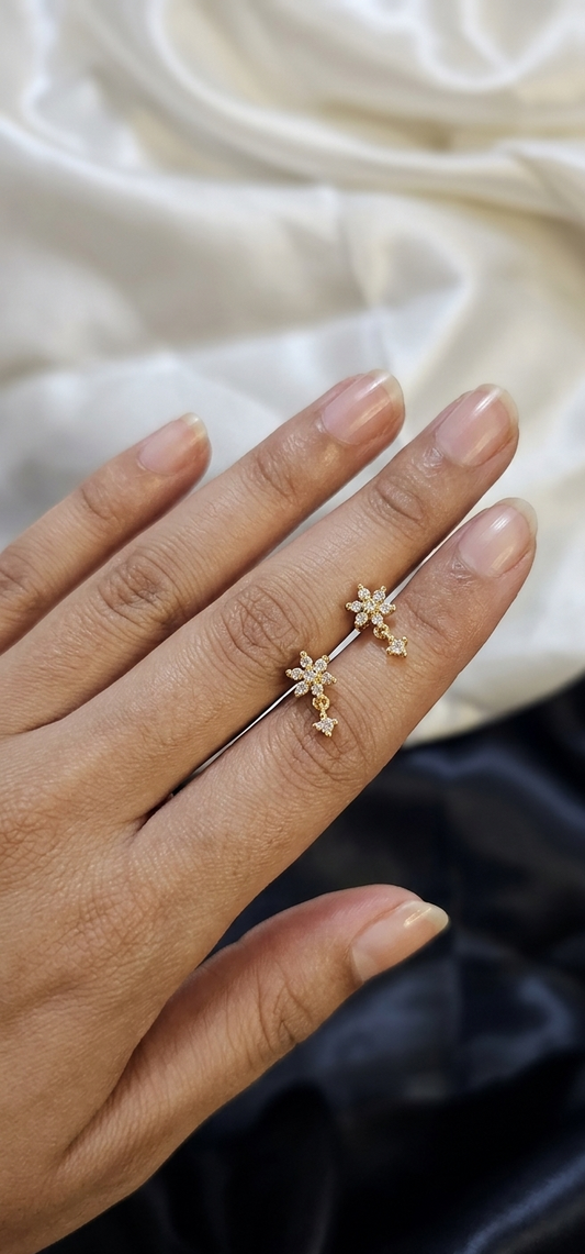 24k Gold plated  Floral Drop Studs
