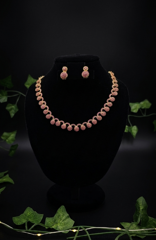 Royal Ruby 24K Gold Plated Necklace & Earring Set |