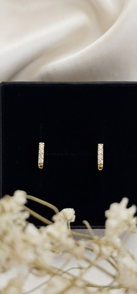 24k Gold Plated Vertical Bar Mini  Studs