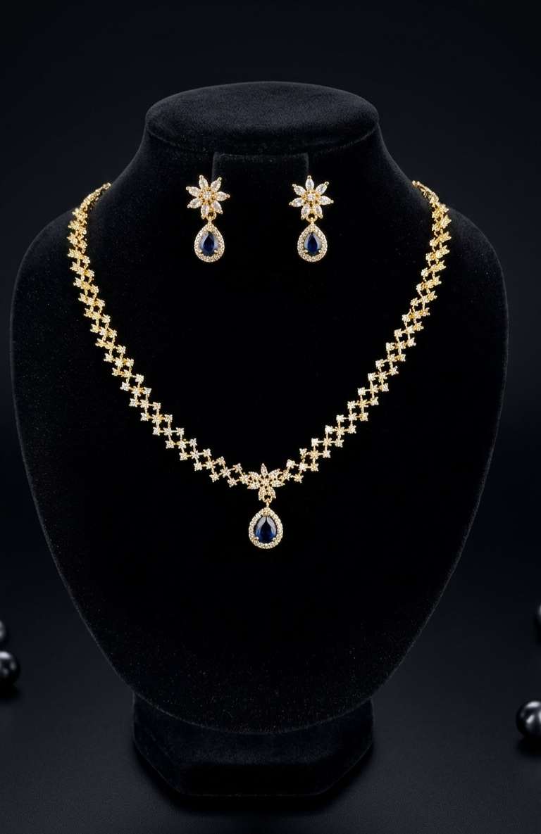 Aura of Royalty – 24K Gold Plated Ruby & Diamond Flora Jewelry Set