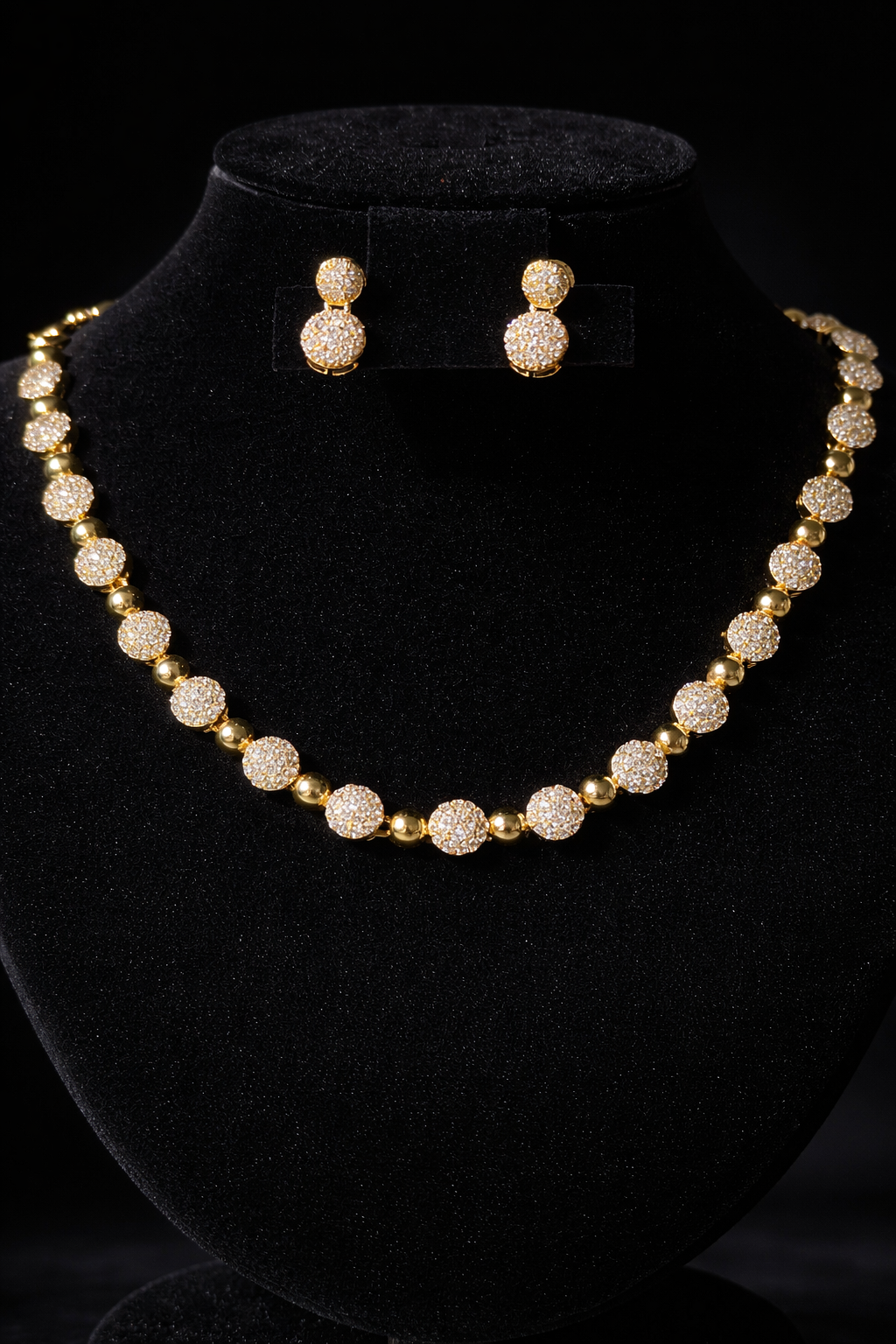 24K Gold-Plated Crystal Beaded Necklace & Earring Set