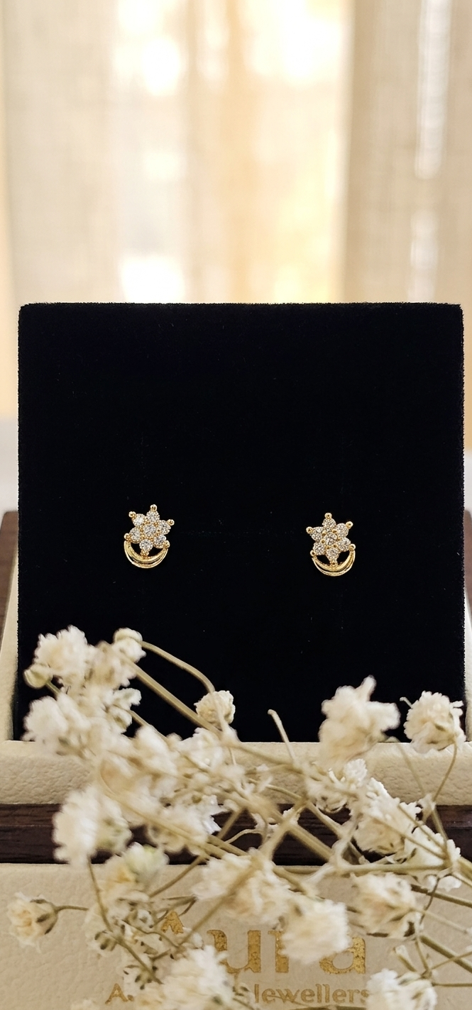 24k Gold Plated Celestial Blossom Studs | Perfect for Second Piercings