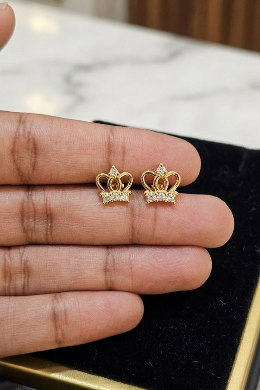 24k Gold Plated Mini Crown Stud Earrings