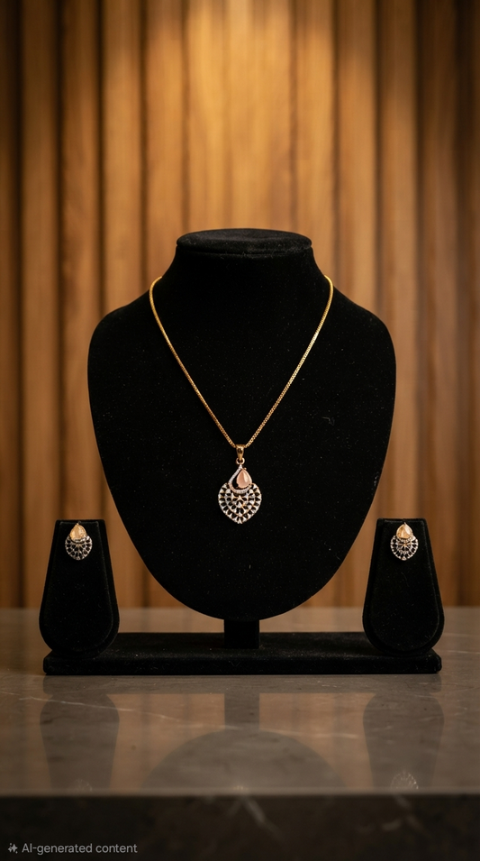 Luminous Teardrop Diamond Replica & 24k Gold-Plated Necklace Set