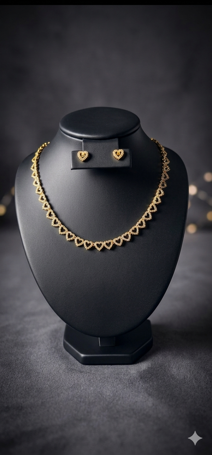 Elegant 24K Gold-Plated Open Heart Jewelry Set