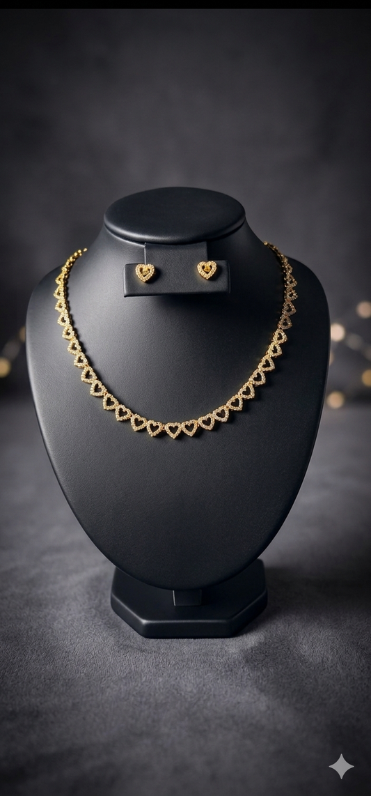 Elegant 24K Gold-Plated Open Heart Jewelry Set