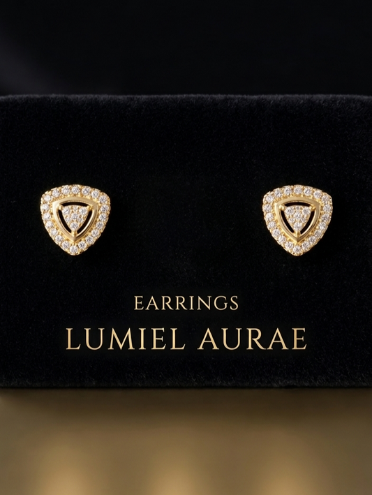 24k Gold-Plated Triangular Diamond-Stud Earrings