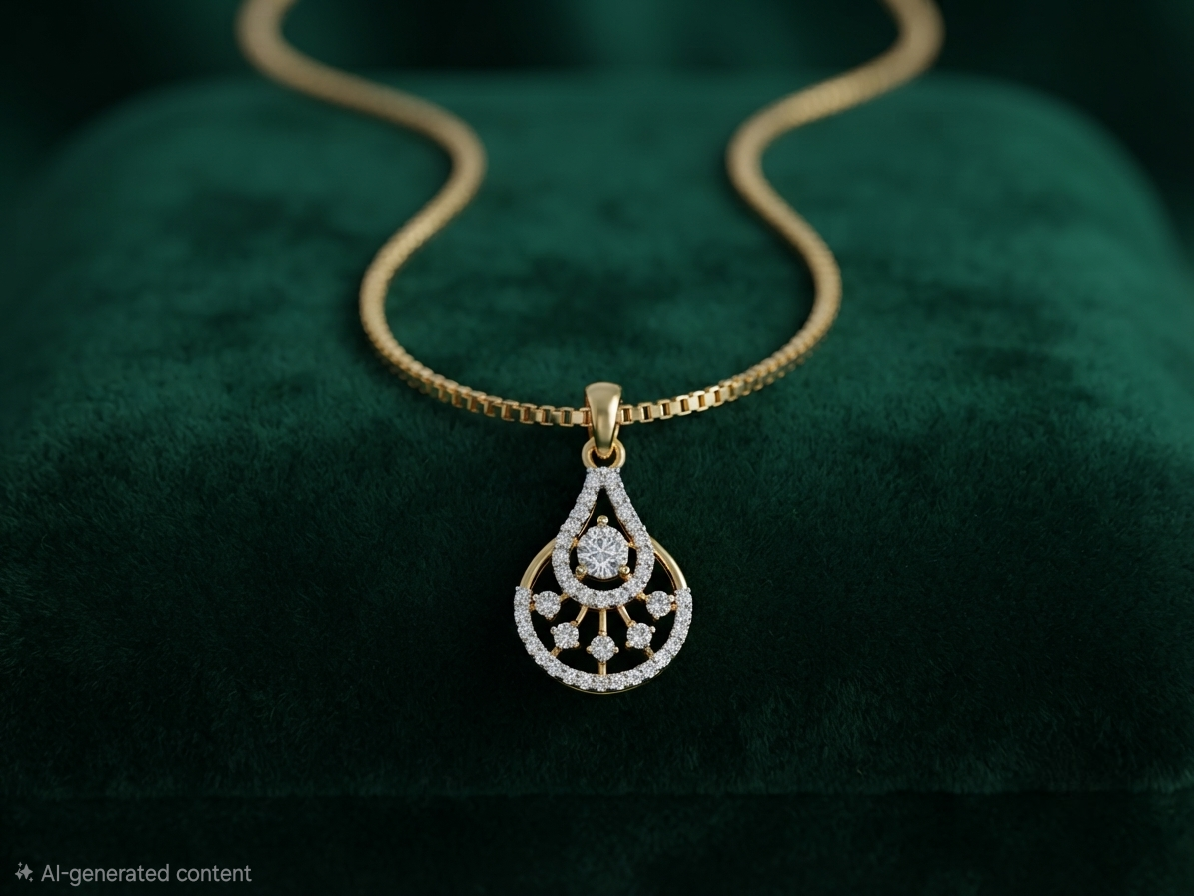 Diamond Replica Teardrop Pendant and Matching Earrings