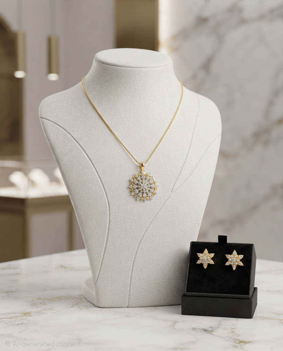 Radiant Starburst Diamond Replica Pendant & 24k Gold-Plated Chain