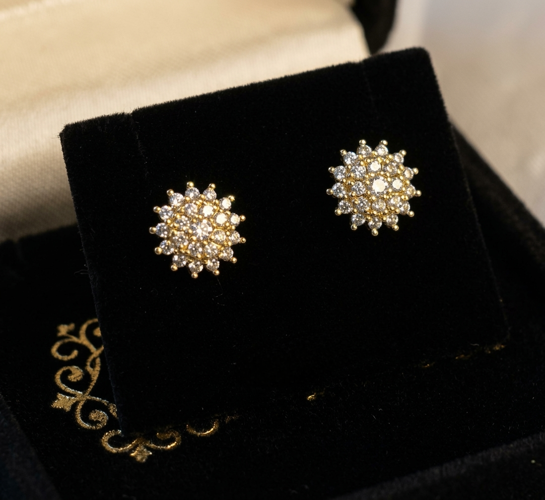 24k Gold Plated Sunburst Stud Earrings
